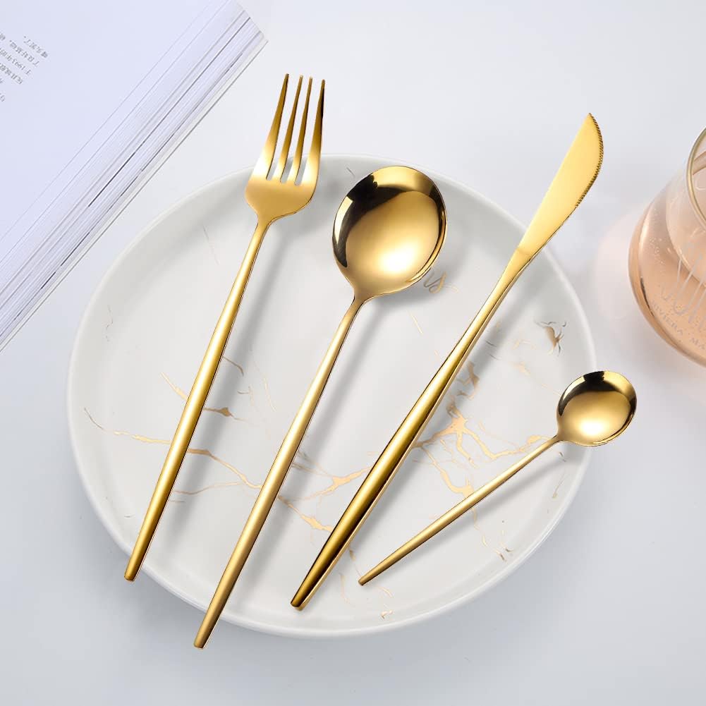 4 parça servis dəsti qalın / Gold mat