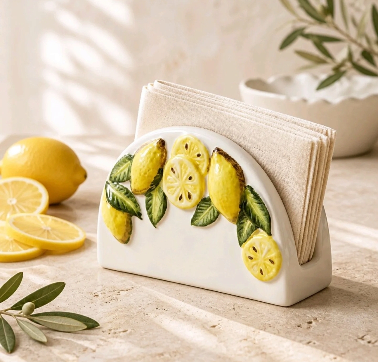 Dekorativ Salfet qabı / Limon Çiçəkli